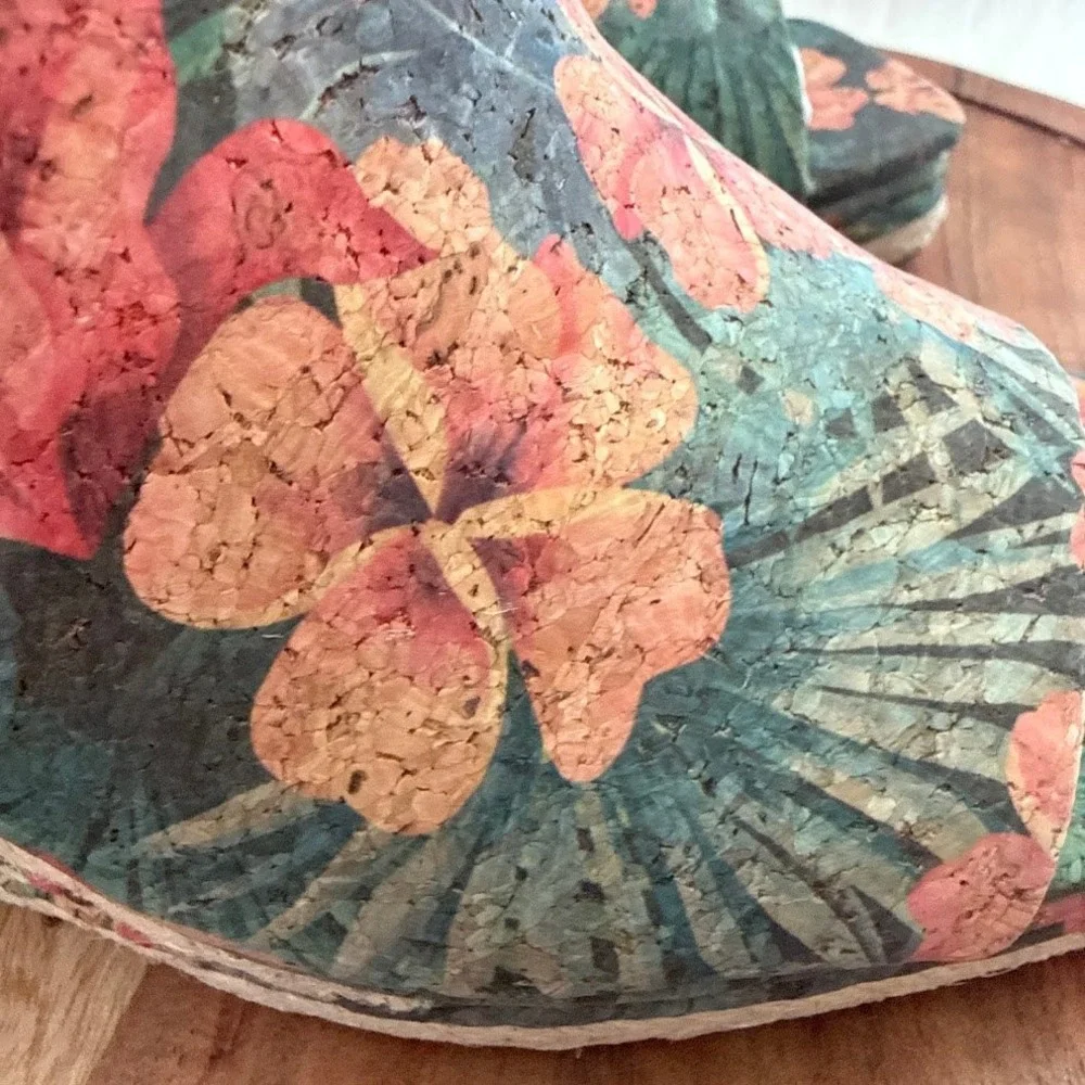 Coconuts by Matisse Audrey Hawaiian Womens 8M Cork Floral Espadrille Wedge Mules